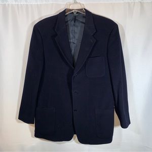 J. Crew Blazer Mens 44L Navy Blue Sport Coat Jacket Wool Cashmere Nylon Blend